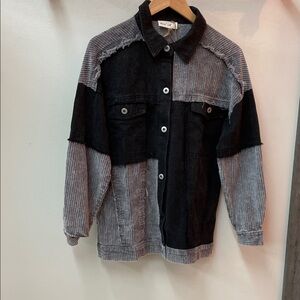 Very J Black and Gray Corduroy Jacket with front pockets NWT size small